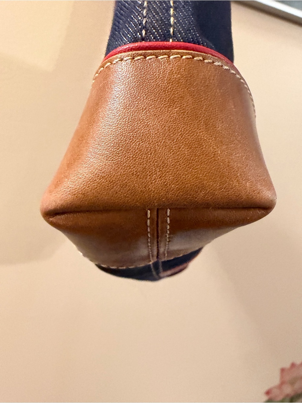 Coach Vintage 2003 Navy Denim Tote with Red & Brown Leather Trim style 6866 - Picture 6 of 16
